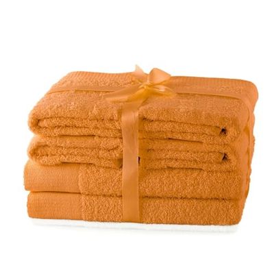AmeliaHome Set di asciugamani arancione 4 asciugamani 50 x 100 cm e 2 teli doccia 70 x 140 cm 100% cotone qualità assorbente Amari