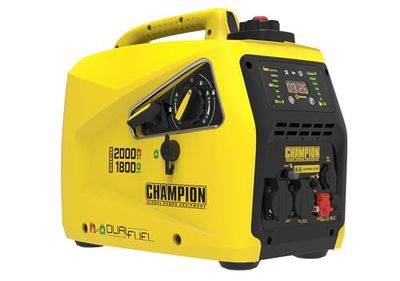 Champion Power Equipment Generador Gasolina + Gas (2000 W, inversor, generador con pantalla LED, doble combustible, extremadamente silencioso) 8200i-E-DF-EU