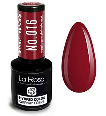 LA ROSA UV LED Smalto Gel Hybrid Color CREMA - A Lunga Durata e Molto Facile da Applicare, Perfetto per la Nail Art - Fai da Te a Casa o in Salone - 9 ml (Rosso Carminio)