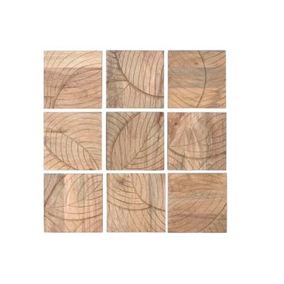 Home ESPRIT Décoration Murale Naturelle Moderne Feuille de Plante 90 x 3 x 90 cm (9 pièces)