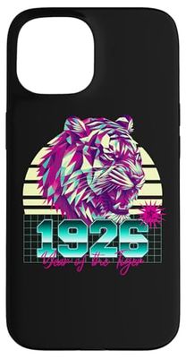 1926 Année du Tigre Rétro Vaporwave Coucher de Soleil Zodiaque chinois Coque pour iPhone 15