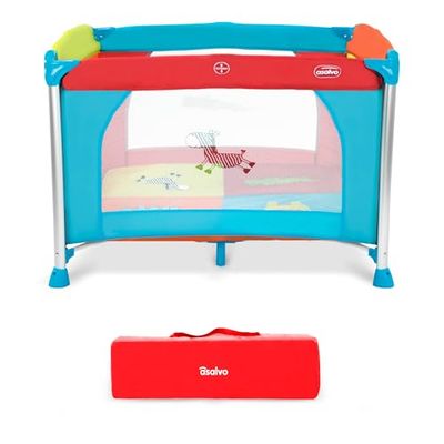 Asalvo ALUMINIUM Parque infantil bebé 96 x 96 cm com tapete de chão corredor bebé dobrável centro de atividade com malha respirável alumínio, selva colorida