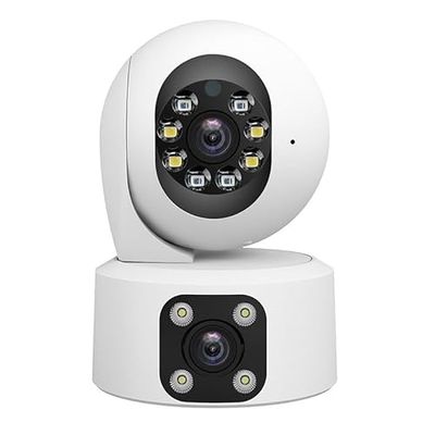 OBA SriHome Telecamera di Sicurezza PTZ Doppio Obiettivo, Visione Notturna, Audio Full HD, Memoria SD, IP66 Impermeabile, per Casa/Ufficio