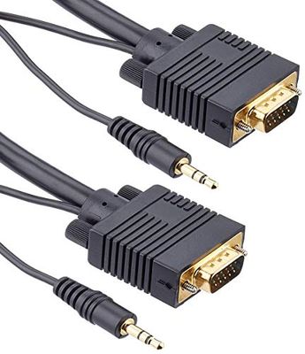 Pro Signal PSG03035 VGA & 3.5mm Stereo Jack Mannelijk naar Mannelijk Lood Zwart, 1m