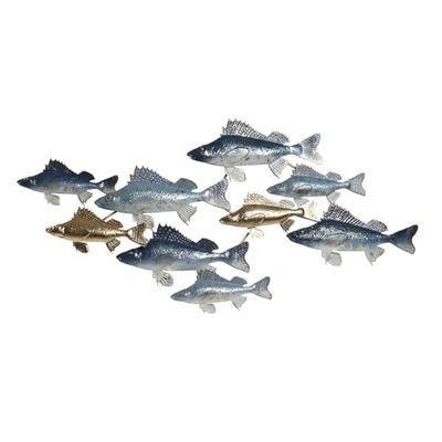 DECORACION PARED METAL 118X6,5X58 PECES AZUL
