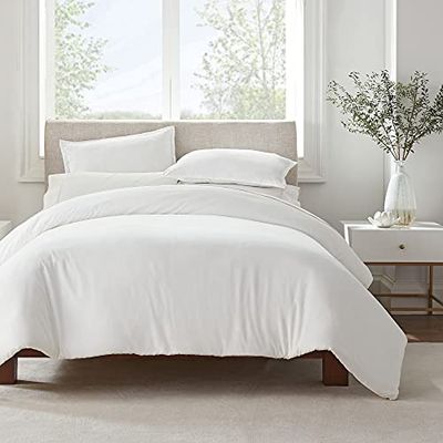 Serta Simply Clean Ultramjuk allergivänlig fläckbeständig 3-delat solitt påslakanset, vit, full/drottning