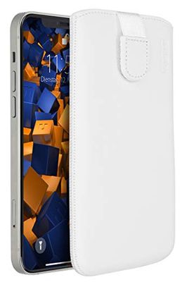 mumbi Äkta läderväska kompatibel med iPhone 12/iPhone 12 Pro skal läder väska skal plånbok, vit, 31109