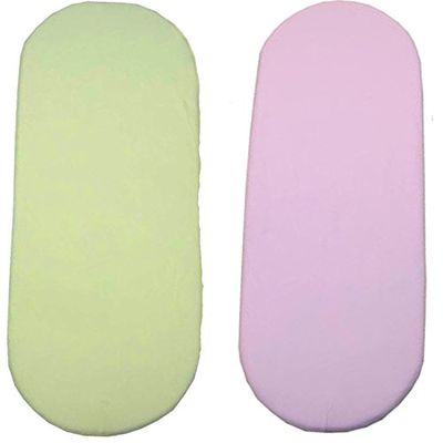 Deluxe Moses mand Jersey Hoeslaken Blad 1 x Lemon & 1 x roze