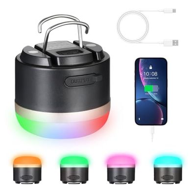 Romon Lanterne De Camping,3600 Mah Lumière Ambiante Dégradée RGB, Lampe Led Rechargeable, Étanchéité IP65, Utilisable Pour Le Travail, La Chasse, La Pêche, La Randonnée, Les Urgences, Les Pannes