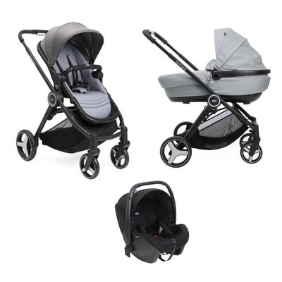 Chicco Trio Best Friend Système modulaire 3en1 avec poussette, nacelle et siège auto pour bébé 40-80 cm, avec fermeture pliable et compacte