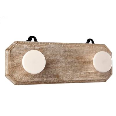 Romimex Porte-Manteau Mural Naturel en Bois résine 28 x 7 x 12 cm