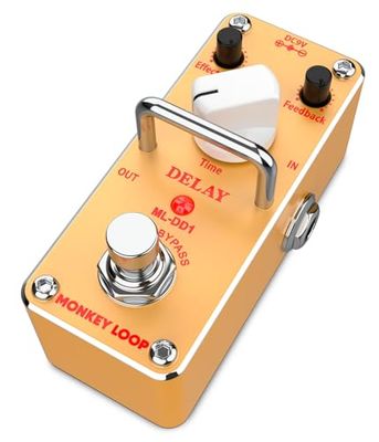 MONKEY LOOP ML-DD1 - Effektpedal för elgitarr - Fördröjningspedal med fördröjningsjustering, effektintensitet och feedback - Signalkvalitet med True Bypass - 23 mA förbrukning (DC 9V)