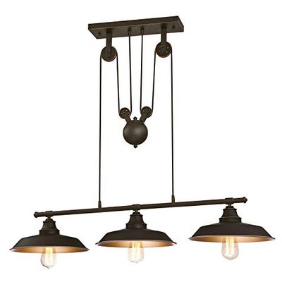 Westinghouse Three-Light Indoor Island Pulley Pendant polias, bronze óleo, candeeiro de teto suspenso com 3 luzes