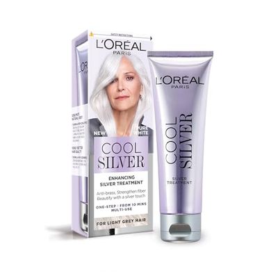 L'Oréal Paris Cool Silver Pure White, Our 1st Enhancing Treatment for Natural Grey Hair, Semi-Permanent Colour, Enriched with Cool Dyes & Ceramides