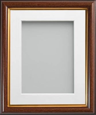 Frame Company Eldridge Mahogany Photo Frame with White V-Groove Mount, 8x8 for 5x5 inch, fitted with perspex