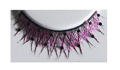 Eulenspiegel 001264 - Ciglia artificiali, nere incrociate, con paillettes, 1 ml di colla speciale per ciglia, istruzioni, per carnevale, festa a tema