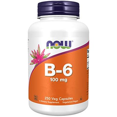 Now Foods, Vitamine B6 (Pyridoxine), 100mg, 250 Capsules végétaliennes, Testé en Laboratoire, Sans Gluten, Sans Soja, Végétarien, Sans OGM