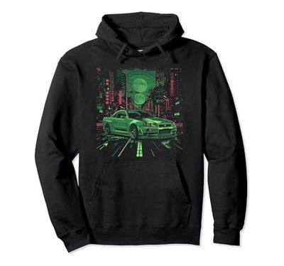 Camiseta verde Gt r 34 Skyline JDM Car Enthusiast Sudadera con Capucha