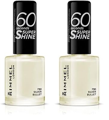 Rimmel 60 Seconds Super Shine Nail Polish - Silver Bullet (Pack of 2)