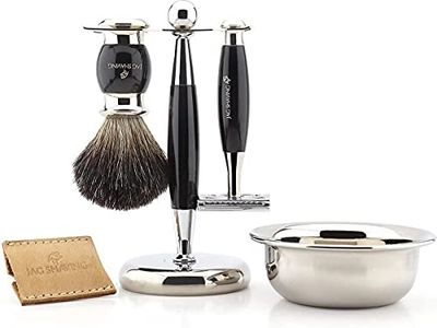 JAG Shaving Premium Corbatas pelo conjunto de cepillos mit afeitadora manual maquinilla de afeitar acero inoxidable soporte soporte y tazón para hombres Kit de afeitar húmedo