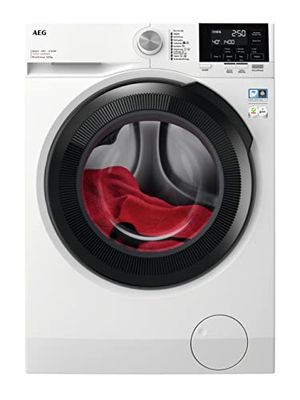 AEG LWR7194M4B Lavasecadora de Carga Frontal, Lava 9 Kg, Seca 6 Kg, Libre Instalación, 1400 rpm, Motor Inverter, Programa Rápido, Nonstop 60 min, Panel LCD, Puerta XL Negra, Clase A, Fabricado en UE