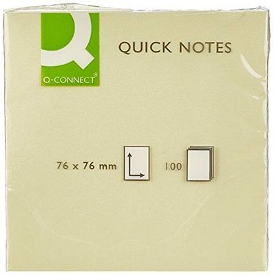 Q-Connect - Bloc De Notas Adhesivas Quita Y Pon 76X76 Mm Con 100 Hojas