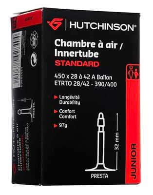 HUTCHINSON - Câmara de ar - MTB - padrão - resistência e anti-inchaço - válvula presta - espessura 0,9 mm - 48 mm - 32 mm - 450 x 28-42 A