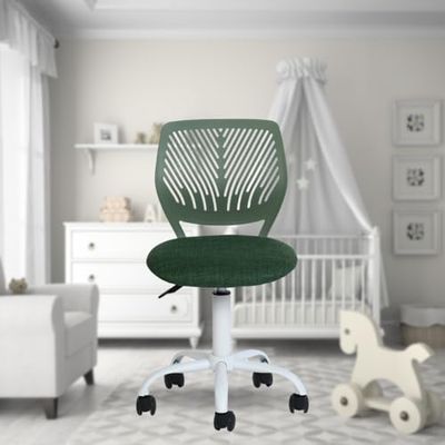 FurnitureR Veelzijdig inzetbaar voor kinderen, werk zonder armleuningen met verstelbare hoogte, kleurrijke draaistoel voor school en thuiskantoor, donkergroen, metaal, diepgroen, 44 x 40 x 87 cm