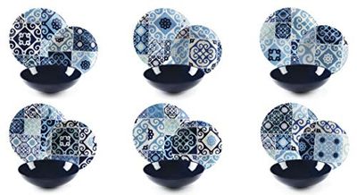 Excelsa Maiolica Blue Service d'assiettes 18 pièces