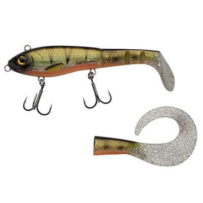Abu Garcia Svartzonker Mchybride Leurre Brochet - Leurre de Type Swimbait Hybride Corps dur et Paddle Souple - Fournit avec une Queue de Rechange, Yellow Fin Perch