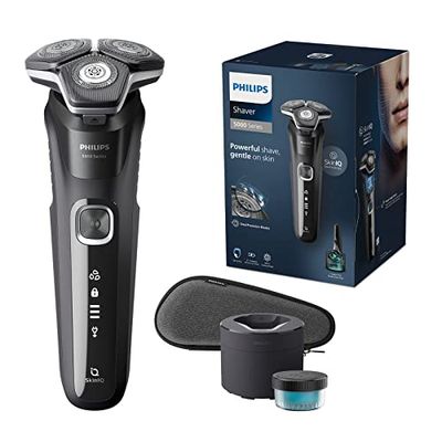 Philips Shaver Series 5000 - Wet & Dry Mens Electric Shaver with SkinIQ Technology, Pop-up Trimmer, Travel Case, Quick Clean Pod and Quick Clean Cartridge (Model S5898/50)