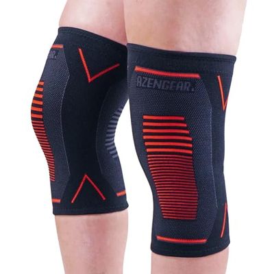 aZengear Genouillère Sport de Compression (x2) Genou pour Douleurs Articulaires, Blessures Ligamentaires, Déchirure du Ménisque, Arthrite, Course à Pied, Squats (XL)