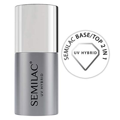 Semilac Base/Top 2-i-1 underlack och överlack 7 ml innovativ UV LED-topp och baslack för hybrid nagellack skyddar naglarna från skador