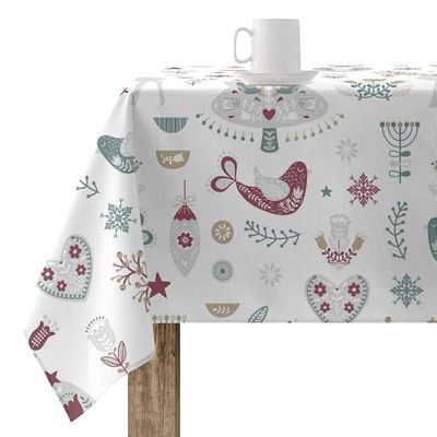 Belum | Christmas Resin Tablecloth 100 x 140 cm 100% Resinated Cotton Stain-Resistant (Touch Non-Plastic) Merry Christmas 55