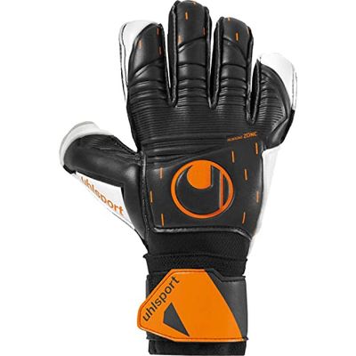 uhlsport SPEED CONTACT SOFT FLEX FRAME målvaktshandskar fotboll svart/vit/fluo orange storlek 8,5