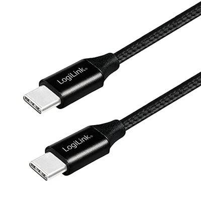 LogiLink USB 2.0 anslutningskabel, USB (typ C) till USB (typ C) svart, 1 m