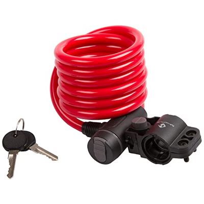 M-Wave, Cadeado de cabo em espiral S 10,18, adultos unissexo, vermelho, 10 x 1800 mm