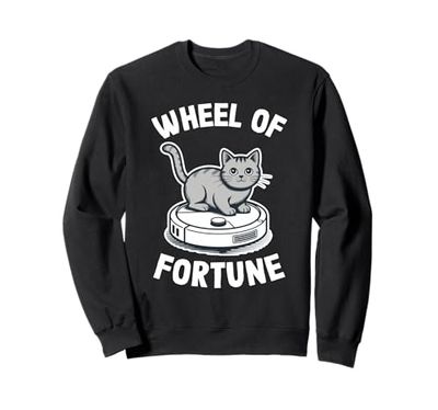 Wheel Of Fortune Cat On Robot Vacuum Cleaner Cat Sweatshirt
