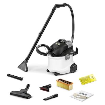 Kärcher Shampouineuse SE 5, Flexible d'Aspiration 2 en 1, Réservoir d'Eau Fraîche : 4 l, Réservoir d'Eau Sale : 4 l, Suceur Sols Durs, Suceur Commutable, Suceur Fauteuils, Suceur Fentes
