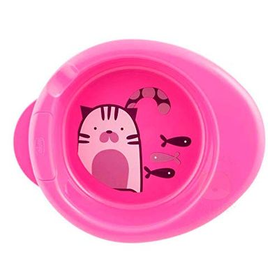 Chicco varm matplatta för baby och barn, termisk matplatta med varmvattentank, avvänjningsmatfat med halkfri bas och ergonomisk design - 6+ månader, rosa
