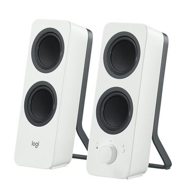 Logitech Z207 Système de Hauts-Parleurs Bluetooth pour PC, Son Stéréo, 10W en Puissance, Entrée Audio 3,5 mm, Prise Casque, Multi-Dispositifs, Prise EU/FR, Ordinateur/TV/Smartphone/Tablette - Blanc