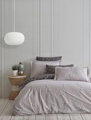 Nuit Des Rêves Ranforce King Quilt Cover Set (200 x 220 cm), 100% cotone, grigio e antracite, menta e rosa | Include 2 custodie per pillow (80 x 80 cm) | Soft & Stylish Bedding