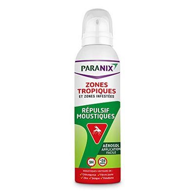 Paranix Répulsif Moustiques - Zones Tropiques et Zones Infestées - Protection 9 H - Aérosol 125 ml