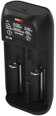 EMOS Caricatore universale per batterie AAA, AA, C, SC per batterie intelligenti agli ioni di litio, LiFePO4, NiMH, NiCd + cavo USB 5 V/2 A