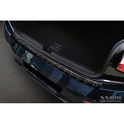 Avisa Black Stainless Steel Rear bumper protector compatible with Cupra Born 2021- 'Ribs'