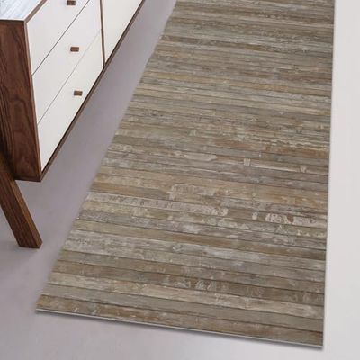 Comart, Tapis en Bambou Style pour Cuisine, Salon, Salle de Bain, Bambou Effet Shabby Chic, Fond antidérapant, Choco, 50 x 110 cm