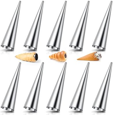 AiQInu Cannoli Moulds, 10 Pieces Stainless Steel Cones for Croissant Moulds, Pastry Moulds, Cream Horn Cake Bread Mould – Cannoli Form Tubes, Cream Roll Mold, Cannoli Moulds, Croissants, Leaves, Gelat