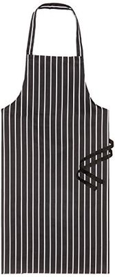 Genware NEV-NA08BK Butchers Stripe Bib Apron, 70 cm x 100 cm, Black