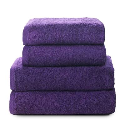 Top Towel - Plus - Large Bath Towels - Bathroom Towels - 2 Hand or Sink Towels + 2 Bath Towels - 100% Cotton - Purple