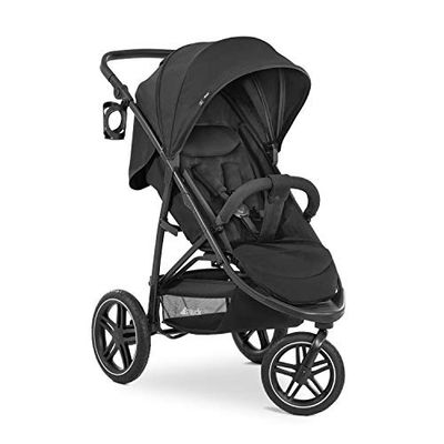 Hauck Rapid 3R, barnvagnspaket upp till 25 kg med fullt liggläge från födseln, höj- och sänkbart handtag, mugghållare, XL sufflett med UV-skydd 50+, terränghjul, kompakthet och enhandsfällning – svart